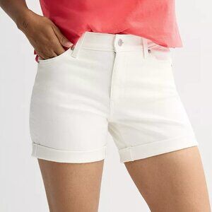 Universal Threads mid-rise roll cuff white denim shorts - 6 (waist 28)